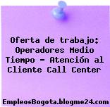 Oferta de trabajo: Operadores Medio Tiempo – Atención al Cliente Call Center