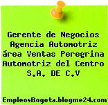 Gerente de Negocios Agencia Automotriz área Ventas Peregrina Automotriz del Centro S.A. DE C.V