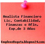 Analista Financiero – Lic. Contabilidad, Finanzas o Afín, Exp.de 3 Años