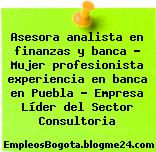 Asesora analista en finanzas y banca – Mujer profesionista experiencia en banca en Puebla – Empresa Líder del Sector Consultoria