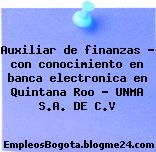 Auxiliar de finanzas – con conocimiento en banca electronica en Quintana Roo – UNMA S.A. DE C.V
