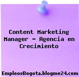 Content Marketing Manager – Agencia en Crecimiento