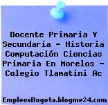 Docente Primaria Y Secundaria – Historia Computación Ciencias Primaria En Morelos – Colegio Tlamatini Ac