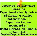 Docentes de Ciencias Sociales Experimentales Quimica Biologia y Fisico Matematicas – Experiencias en Secundaria y Bachillerato en Puebla – Instituto