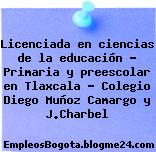 Licenciada en ciencias de la educación – Primaria y preescolar en Tlaxcala – Colegio Diego Muñoz Camargo y J.Charbel