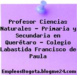 Profesor Ciencias Naturales – Primaria y Secundaria en Querétaro – Colegio Labastida Francisco de Paula