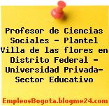 Profesor de Ciencias Sociales – Plantel Villa de las flores en Distrito Federal – Universidad Privada- Sector Educativo