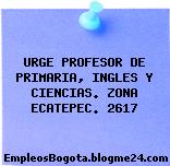 URGE PROFESOR DE PRIMARIA, INGLES Y CIENCIAS. ZONA ECATEPEC. 2617