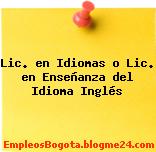 Lic. en Idiomas o Lic. en Enseñanza del Idioma Inglés