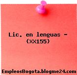 Lic. en lenguas – (XX155)