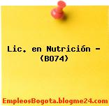 Lic. en Nutrición – (BO74)
