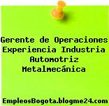 Gerente de Operaciones Experiencia Industria Automotriz Metalmecánica