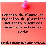 Gerente de Planta de Inyeccion de plasticos industria plásticos inyección extrusión soplo