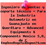 Ingeniero de ventas y soporte técnico – Para la Industria Automotriz en Guanajuato en Querétaro – Advanced Equipments & Components Mexico S.A. de C