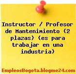 Instructor / Profesor de Mantenimiento (2 plazas) (es para trabajar en una industria)