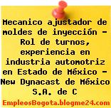Mecanico ajustador de moldes de inyección – Rol de turnos, experiencia en industria automotriz en Estado de México – New Dynacast de México S.A. de C