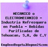 MECANICO o ELECTROMECANICO – Industria Refresquera en Puebla – Bebidas Purificadas de Tehuacan, S.A. de C.V