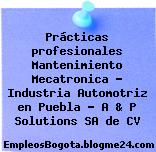 Prácticas profesionales Mantenimiento Mecatronica – Industria Automotriz en Puebla – A & P Solutions SA de CV