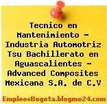 Tecnico en Mantenimiento – Industria Automotriz Tsu Bachillerato en Aguascalientes – Advanced Composites Mexicana S.A. de C.V
