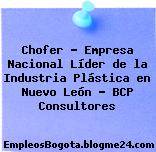 Chofer – Empresa Nacional Líder de la Industria Plástica en Nuevo León – BCP Consultores