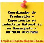 Coordinador de Producción – Experiencia en industria Automotriz en Guanajuato – MATSUJU MEXICANA