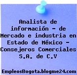 Analista de información – de Mercado e industria en Estado de México – Consejeros Comerciales S.A. de C.V