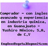 Comprador – con ingles avanzado y experiencia en industria química. en Guanajuato – Yushiro México, S.A. de C.V