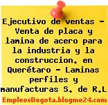 Ejecutivo de ventas – Venta de placa y lamina de acero para la industria y la construccion. en Querétaro – Laminas perfiles y manufacturas S. de R.L