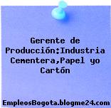 Gerente de Producción:Industria Cementera,Papel yo Cartón