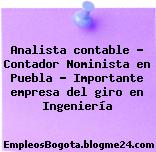 Analista contable – Contador Nominista en Puebla – Importante empresa del giro en Ingeniería