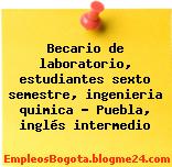 Becario de laboratorio, estudiantes sexto semestre, ingenieria quimica – Puebla, inglés intermedio