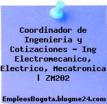 Coordinador de Ingenieria y Cotizaciones – Ing Electromecanico, Electrico, Mecatronica | ZM202