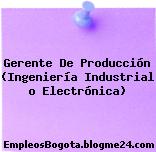 Gerente De Producción (Ingeniería Industrial o Electrónica)