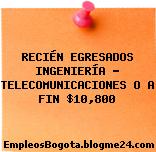 RECIÉN EGRESADOS INGENIERÍA – TELECOMUNICACIONES O A FIN $10,800
