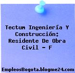 Tectum Ingeniería Y Construcción: Residente De Obra Civil – F