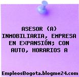 ASESOR (A) INMOBILIARIA, EMPRESA EN EXPANSIÓN; CON AUTO, HORARIOS A