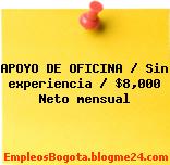 APOYO DE OFICINA / Sin experiencia / $8,000 Neto mensual