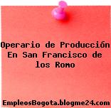 Operario de Producción En San Francisco de los Romo