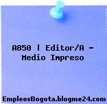 A850 | Editor/A – Medio Impreso