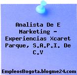 Analista De E Marketing – Experiencias Xcaret Parque, S.A.P.I. De C.V