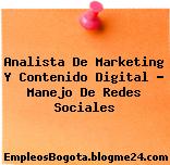 Analista De Marketing Y Contenido Digital – Manejo De Redes Sociales