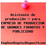 Asistente de producción – para EMPRESA DE PRODUCCION DE GRANDES FORMATOS Y PUBLICIDAD