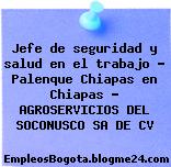 Jefe de seguridad y salud en el trabajo – Palenque Chiapas en Chiapas – AGROSERVICIOS DEL SOCONUSCO SA DE CV