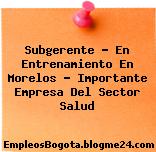 Subgerente – En Entrenamiento En Morelos – Importante Empresa Del Sector Salud