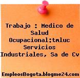 Trabajo : Medico de Salud Ocupacional:tmluc Servicios Industriales, Sa de Cv