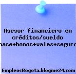 Asesor financiero en créditos/sueldo base+bonos+vales+seguro