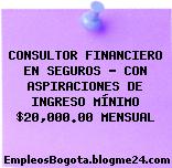 CONSULTOR FINANCIERO EN SEGUROS – CON ASPIRACIONES DE INGRESO MÍNIMO $20,000.00 MENSUAL