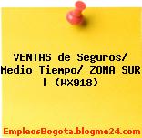 VENTAS de Seguros/ Medio Tiempo/ ZONA SUR | (WX918)