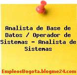 Analista de Base de Datos / Operador de Sistemas – Analista de Sistemas