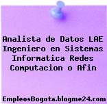 Analista de Datos LAE Ingeniero en Sistemas Informatica Redes Computacion o Afin